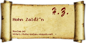 Hohn Zalán névjegykártya